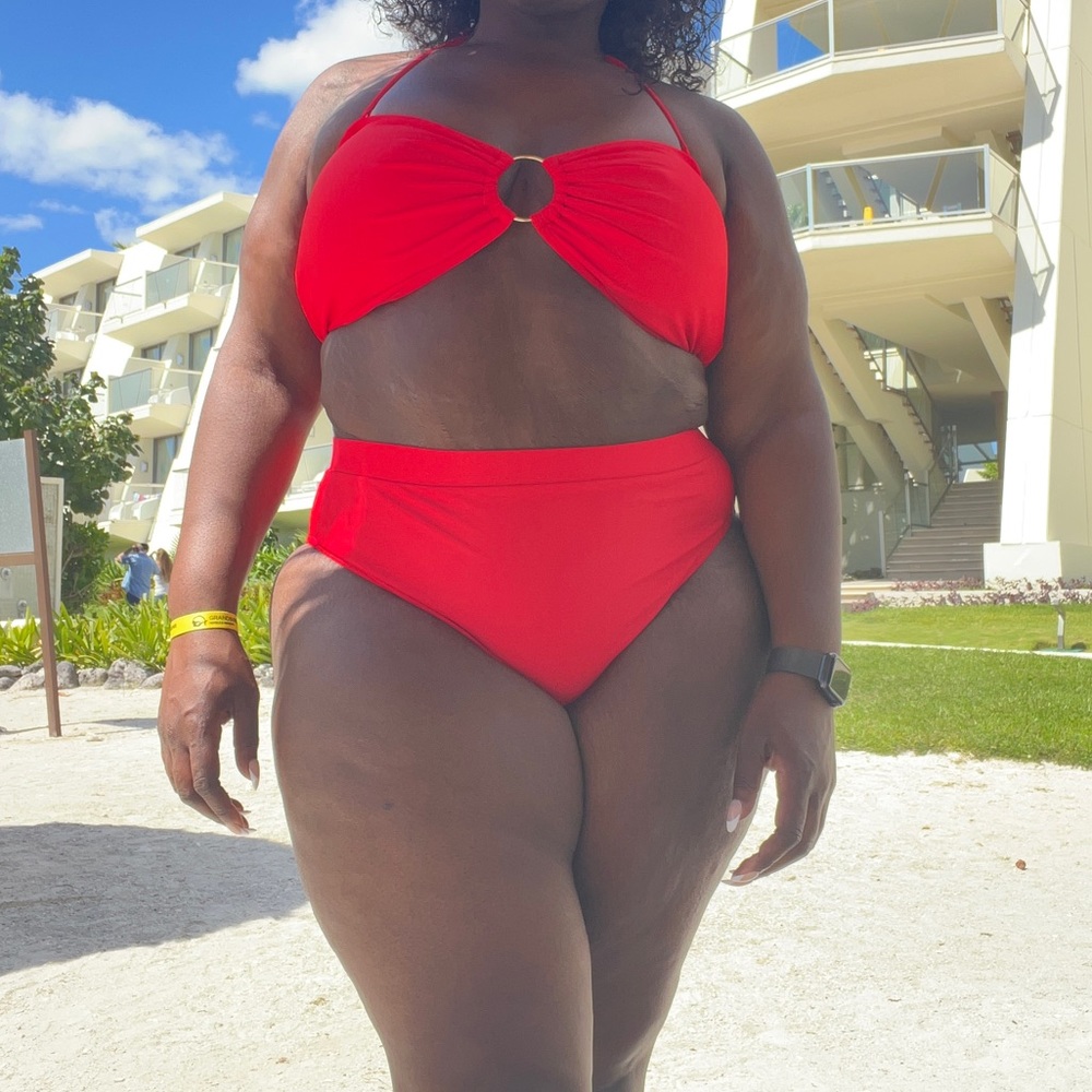 Matte Collection Red two piece swimsuit